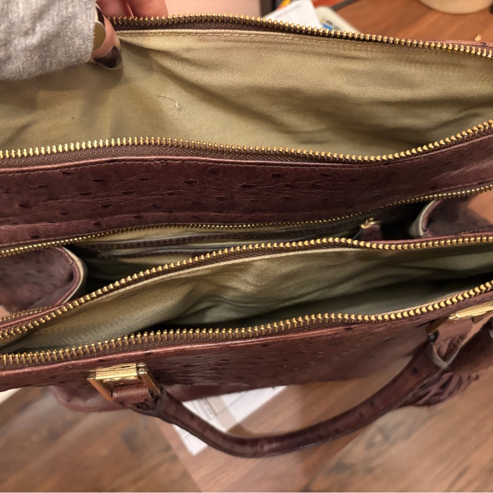Purpley Brown Leather Satchel Bag with Tassel - Picture 3 of 5